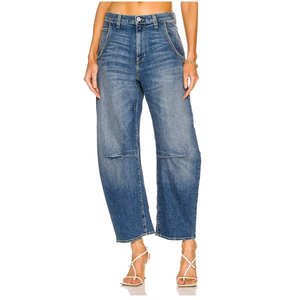 Nili Lotan Emerson Jeans Barrel Curved Leg Walker Wash Blue Size 26 00540W45
